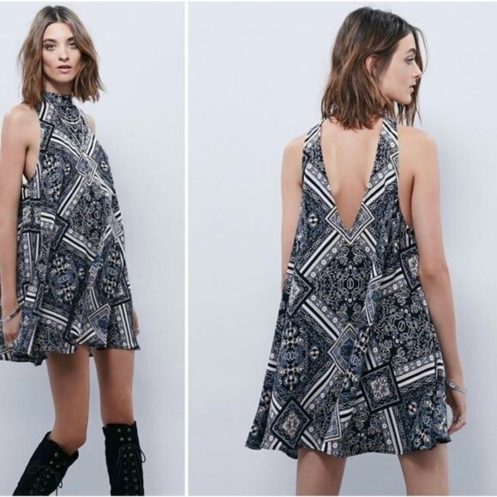 Free People Black and White Patterned Dress